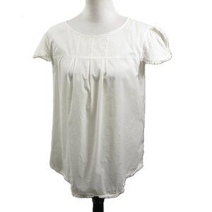 Go International White Split Cap Sleeve White Cotton Blouse Size XL